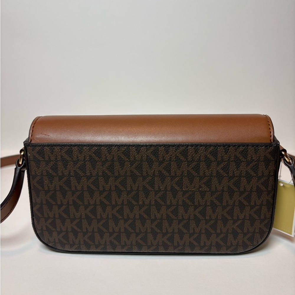 Michael Kors Brown and Dark Brown MK Logo Crossbody Bag NWT - Picture 6 of 8